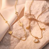 304 Stainless Steel 18K Gold Plated Simple Style Commute Plating Inlay Heart Shape Shell Necklace main image 3