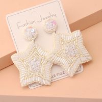 1 Pair Sweet Simple Style Artistic Pentagram Beaded Sequin Cloth Seed Bead Drop Earrings main image 1
