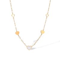 304 Stainless Steel 18K Gold Plated Simple Style Commute Plating Inlay Heart Shape Shell Necklace sku image 2