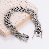 Cool Style Solid Color 304 Stainless Steel Inlay Rhinestones Men's Bracelets main image 5