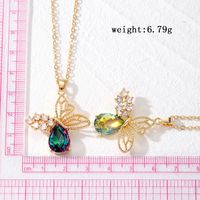 Casual Cute Simple Style Butterfly Alloy Hollow Out Inlay Glass Women's Pendant Necklace main image 2