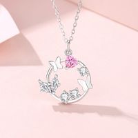 Simple Style Classic Style Butterfly Sterling Silver Inlay Zircon Pendant Necklace main image 1