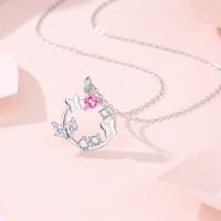 Simple Style Classic Style Butterfly Sterling Silver Inlay Zircon Pendant Necklace main image 4