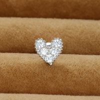 1 Piece Simple Style Heart Shape Crown Flower Plating Inlay Stainless Steel Zircon Ear Studs sku image 4