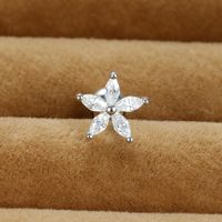 1 Piece Simple Style Heart Shape Crown Flower Plating Inlay Stainless Steel Zircon Ear Studs sku image 13
