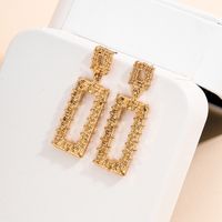 1 Pair Simple Style Classic Style Rectangle Plating Alloy Zinc Gold Plated Drop Earrings main image 4