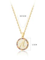 Elegant Vintage Style Letter Copper Plating Inlay Zircon 18k Gold Plated Pendant Necklace main image 2