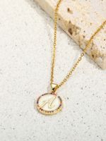 Elegant Vintage Style Letter Copper Plating Inlay Zircon 18k Gold Plated Pendant Necklace main image 1