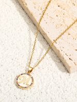 Elegant Vintage Style Letter Copper Plating Inlay Zircon 18k Gold Plated Pendant Necklace main image 5