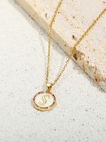 Elegant Vintage Style Letter Copper Plating Inlay Zircon 18k Gold Plated Pendant Necklace main image 6