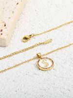 Elegant Vintage Style Letter Copper Plating Inlay Zircon 18k Gold Plated Pendant Necklace main image 10