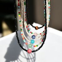 Rostfreier Stahl Künstliche Edelsteine Künstlicher Kristall Versilbert Handgemacht Perlen Überzug Farbblock Halskette main image 3