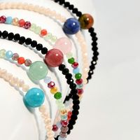 Rostfreier Stahl Künstliche Edelsteine Künstlicher Kristall Versilbert Handgemacht Perlen Überzug Farbblock Halskette main image 5