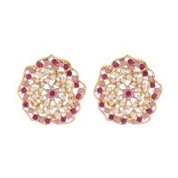 1 Pair Elegant Luxurious Flower Plating Inlay Alloy Artificial Pearls Rhinestones Gold Plated Ear Studs main image 6