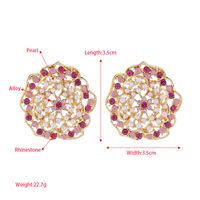 1 Pair Elegant Luxurious Flower Plating Inlay Alloy Artificial Pearls Rhinestones Gold Plated Ear Studs main image 2