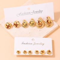 Wholesale Jewelry Simple Style Classic Style Round Flower Alloy Gold Plated Plating Ear Studs sku image 1