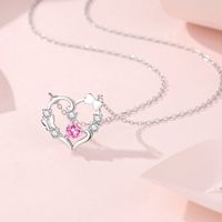 Simple Style Butterfly Sterling Silver Inlay Zircon Pendant Necklace main image 4