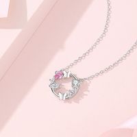 Casual Vintage Style Simple Style Wreath Butterfly Sterling Silver Inlay Zircon Pendant Necklace main image 5