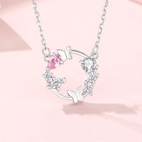 Casual Vintage Style Simple Style Wreath Butterfly Sterling Silver Inlay Zircon Pendant Necklace main image 1