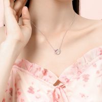 Casual Vintage Style Simple Style Wreath Butterfly Sterling Silver Inlay Zircon Pendant Necklace main image 3