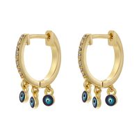 1 Paire Hip Hop Style Vintage L'oeil Du Diable Émail Placage Incruster Le Cuivre Zircon Plaqué Or 18k Boucles D'oreilles sku image 1