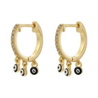 1 Paire Hip Hop Style Vintage L'oeil Du Diable Émail Placage Incruster Le Cuivre Zircon Plaqué Or 18k Boucles D'oreilles main image 7