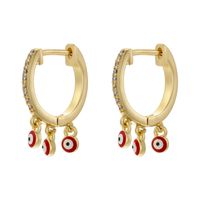 1 Pair Hip-hop Vintage Style Devil's Eye Enamel Plating Inlay Copper Zircon 18k Gold Plated Drop Earrings sku image 4