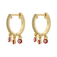 1 Paire Hip Hop Style Vintage L'oeil Du Diable Émail Placage Incruster Le Cuivre Zircon Plaqué Or 18k Boucles D'oreilles sku image 4