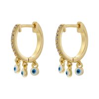 1 Pair Hip-hop Vintage Style Devil's Eye Enamel Plating Inlay Copper Zircon 18k Gold Plated Drop Earrings sku image 5