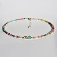 Stainless Steel Artificial Gemstones Artificial Crystal Silver Plated Handmade Beaded Plating Color Block Necklace sku image 2