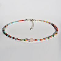 Stainless Steel Artificial Gemstones Artificial Crystal Silver Plated Handmade Beaded Plating Color Block Necklace sku image 5