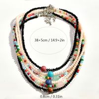 Stainless Steel Artificial Gemstones Artificial Crystal Silver Plated Handmade Beaded Plating Color Block Necklace main image 2