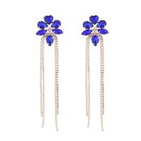 1 Pair Elegant Luxurious Flower Tassel Plating Inlay Alloy Rhinestones Glass Gold Plated Drop Earrings sku image 4