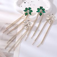 1 Pair Elegant Luxurious Flower Tassel Plating Inlay Alloy Rhinestones Glass Gold Plated Drop Earrings main image 3