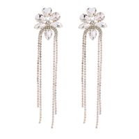 1 Pair Elegant Luxurious Flower Tassel Plating Inlay Alloy Rhinestones Glass Gold Plated Drop Earrings sku image 1