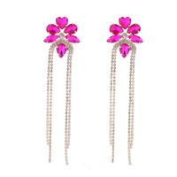 1 Pair Elegant Luxurious Flower Tassel Plating Inlay Alloy Rhinestones Glass Gold Plated Drop Earrings sku image 2