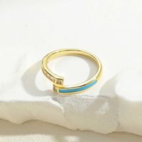 Vintage Style Simple Style Color Block Copper Plating Inlay Zircon 14k Gold Plated Open Rings sku image 5