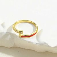 Vintage Style Simple Style Color Block Copper Plating Inlay Zircon 14k Gold Plated Open Rings sku image 6
