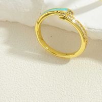 Vintage Style Simple Style Color Block Copper Plating Inlay Zircon 14k Gold Plated Open Rings sku image 4