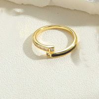 Vintage Style Simple Style Color Block Copper Plating Inlay Zircon 14k Gold Plated Open Rings sku image 3