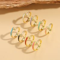 Vintage Style Simple Style Color Block Copper Plating Inlay Zircon 14k Gold Plated Open Rings main image 9