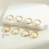 Vintage Style Simple Style Color Block Copper Plating Inlay Zircon 14k Gold Plated Open Rings main image 2