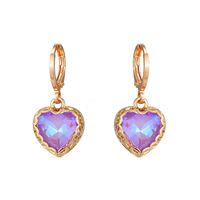 1 Pair Vintage Style Simple Style Heart Shape Inlay Alloy Glass Opal Drop Earrings main image 3