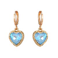 1 Pair Vintage Style Simple Style Heart Shape Inlay Alloy Glass Opal Drop Earrings main image 4