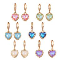 1 Pair Vintage Style Simple Style Heart Shape Inlay Alloy Glass Opal Drop Earrings main image 5