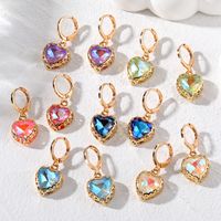 1 Pair Vintage Style Simple Style Heart Shape Inlay Alloy Glass Opal Drop Earrings main image 1