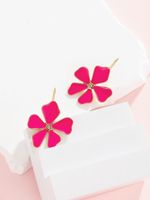 1 Pair Simple Style Classic Style Flower Plating Inlay 304 Stainless Steel Zircon 14K Gold Plated Ear Studs main image 3