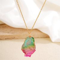 Simple Style Gradient Color Stainless Steel Natural Stone Pendant Necklace main image 1