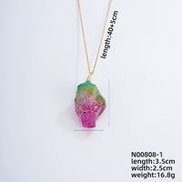 Simple Style Gradient Color Stainless Steel Natural Stone Pendant Necklace main image 2