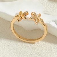 Vintage Style Simple Style Flower Copper Plating 14k Gold Plated Open Rings sku image 1